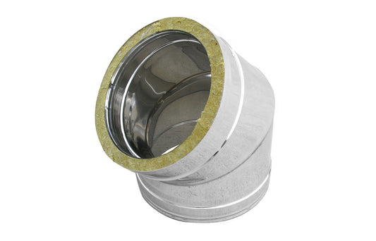 CURVA IN ACCIAIO INOX 316L A 45° DOPPIA PARETE 100X150