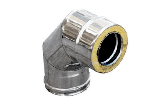 CURVA IN ACCIAIO INOX 316L A 90° DOPPIA PARETE 80X130
