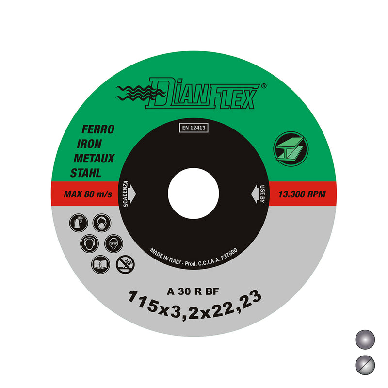 Disco Abrasivo per Ferro 115x1,6x22