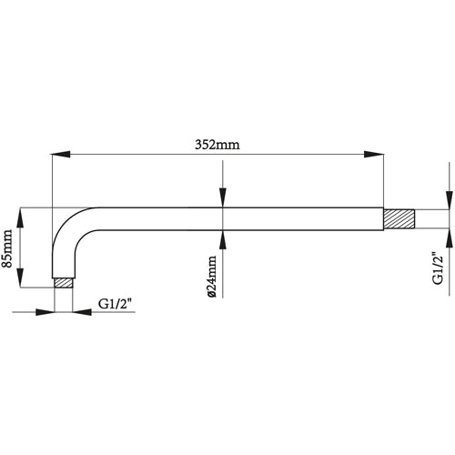 Braccio Doccia Tondo in Ottone 35 cm x Diam. 2,4 cm