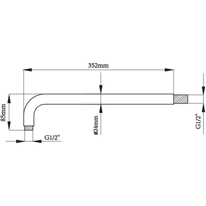 Braccio Doccia Tondo in Ottone 35 cm x Diam. 2,4 cm