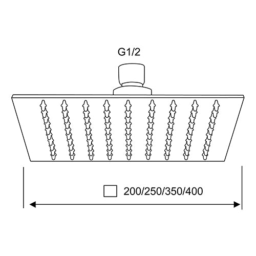 Soffione Doccia Quadro Slim Acciaio Inox d.250