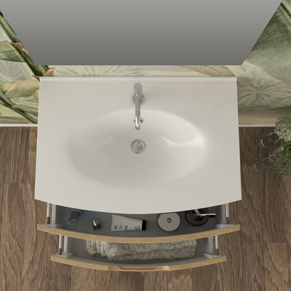 MOBILE BAGNO COMPLETO TIME BILU BIANCO LUCIDO L. 74 CM BADEN HAUS