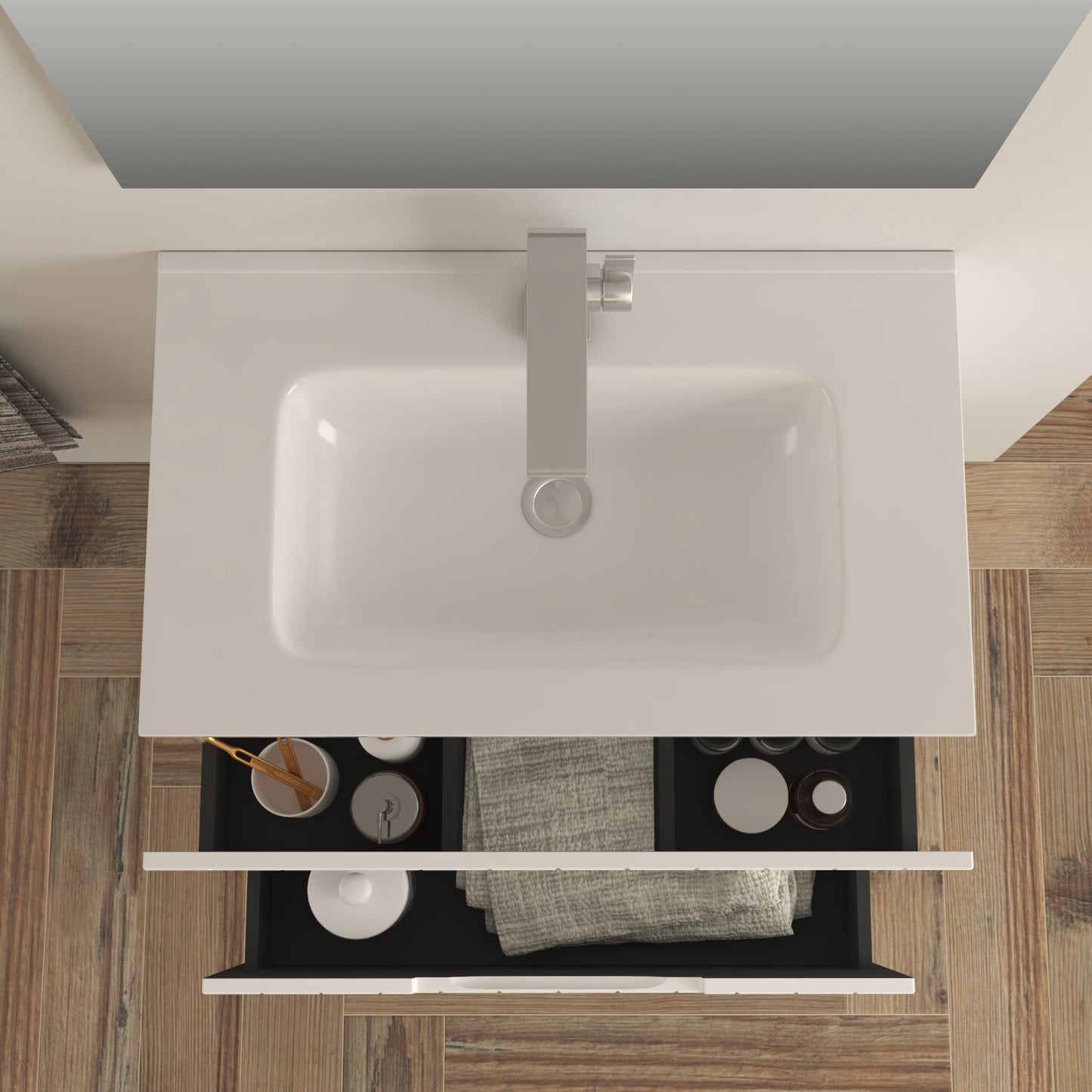 MOBILE BAGNO COMPLETO VANIA GRIGIO NUVOLA L. 74 CM BADEN HAUS
