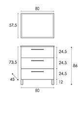 ATHENA MOBILE BAGNO 3 CASSETTI ROVERE ALASKA L.80 CM