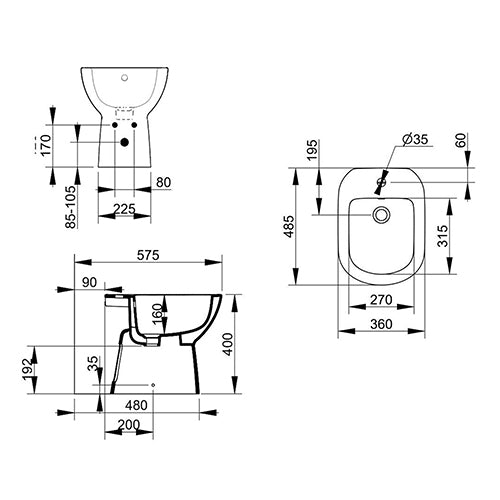 Gemma 2 Bidet erogazione rubinetto Dolomite