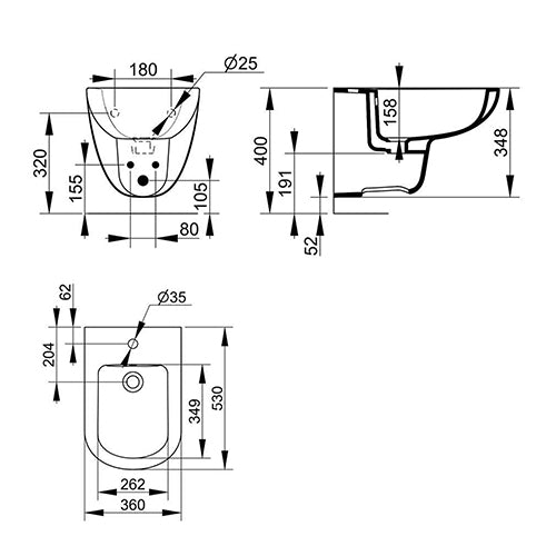 Gemma 2 Bidet sospeso erogazione rubinetto Dolomite