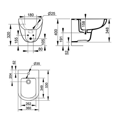 Gemma 2 Bidet sospeso erogazione rubinetto Dolomite