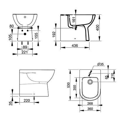Gemma 2 Bidet filo muro BTW erogazione rubinetto Dolomite