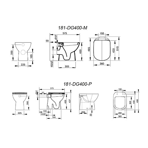 Gemma 2 Vaso scarico a muro Dolomite