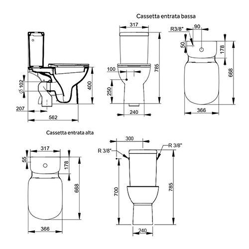 Gemma 2 Vaso monoblocco universale Dolomite