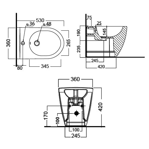 Bidet Greta Bianco Filo Muro Linpha