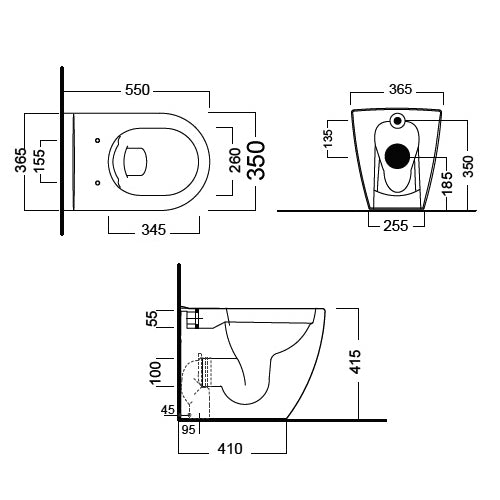 Greta Vaso Bianco Rimless Filo Muro Scarico Univ. Linpha