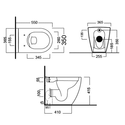 Greta Vaso Bianco Rimless Filo Muro Scarico Univ. Linpha
