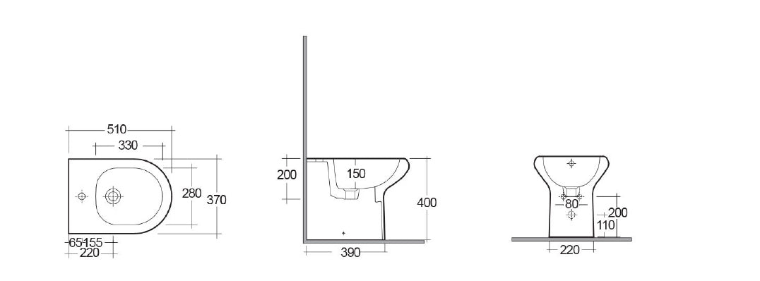 Compact/Ninfea Bidet Filo Muro  Rak