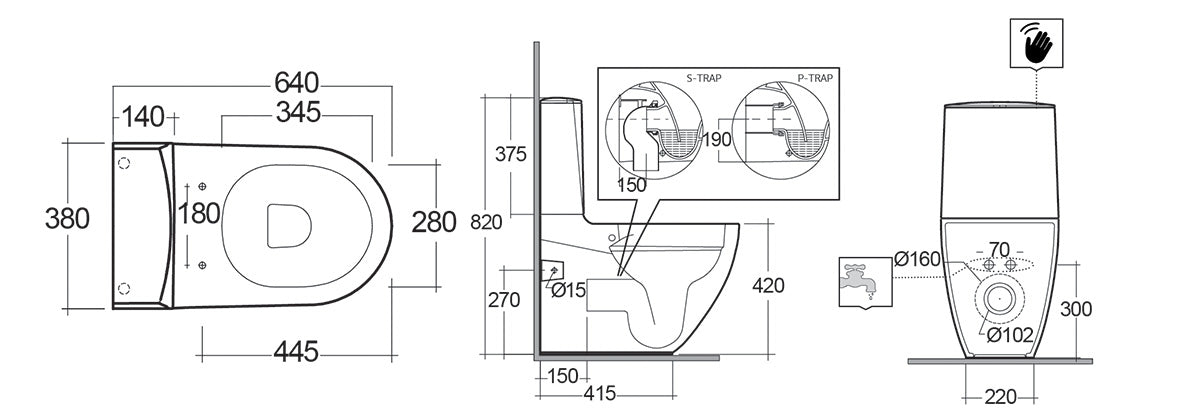 Vaso Monoblocco Des Filo Muro Rimless con Fissaggi Nascosti RAK