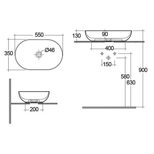 Feeling Lavabo da appoggio ovale cappuccino opaco matt Rak
