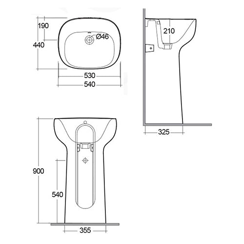 Illusion Lavabo autoportante S/foro per rubinetto Rak