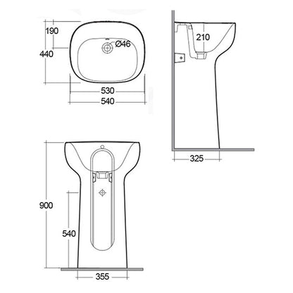Illusion Lavabo autoportante S/foro per rubinetto Rak
