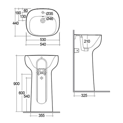 Illusion Lavabo autoportante con foro per rubinetto Rak
