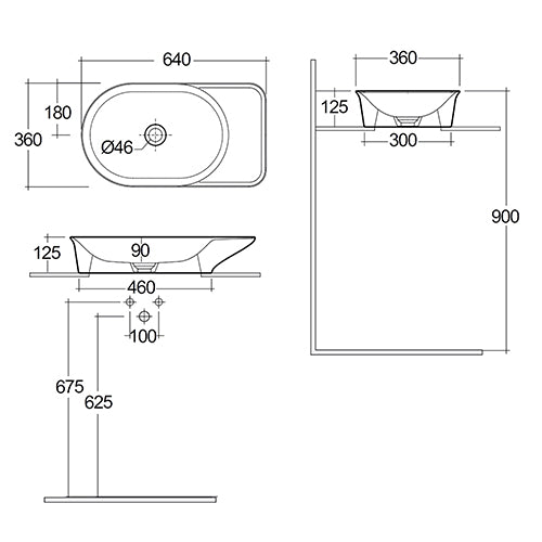 Valet Lavabo da appoggio 64 cm bianco opaco Rak