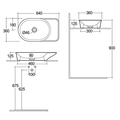 Valet Lavabo da appoggio 64 cm bianco opaco Rak