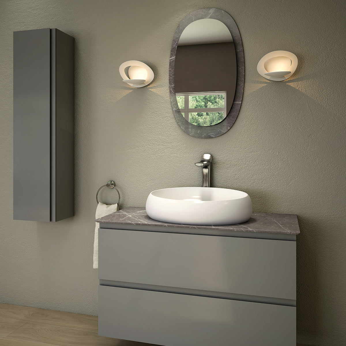 Cloud Lavabo da appoggio ovale L. 58 cm bianco alpino Rak
