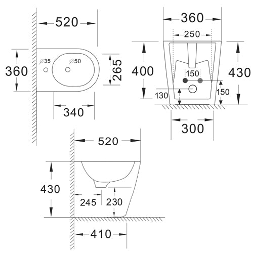 Genziana Bidet Filo Muro Linpha