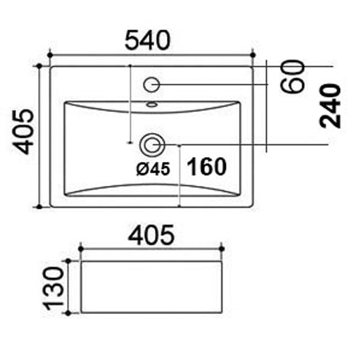 LAVABO DA APPOGGIO MOD. LA42 CM 54 X 40.5 LINPHA