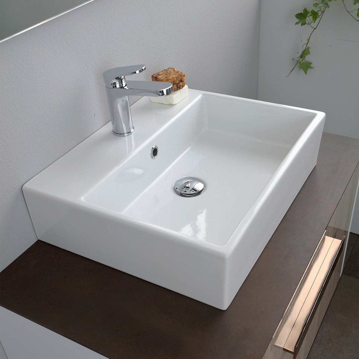 Lavabo da Appoggio LA64 Linpha 50×42 cm in Ceramica Bianco Lucido