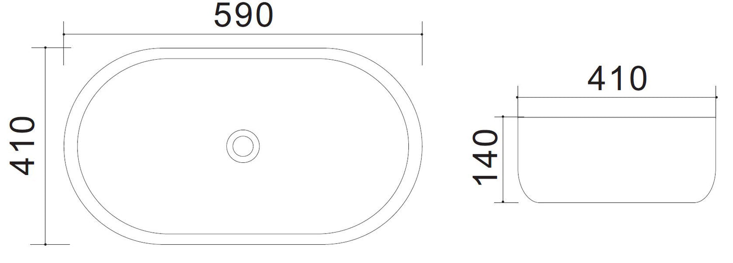 LAVABO DA APPOGGIO MOD. LA 69 CM 59X41 LINPHA