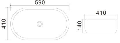 LAVABO DA APPOGGIO MOD. LA 69 CM 59X41 LINPHA