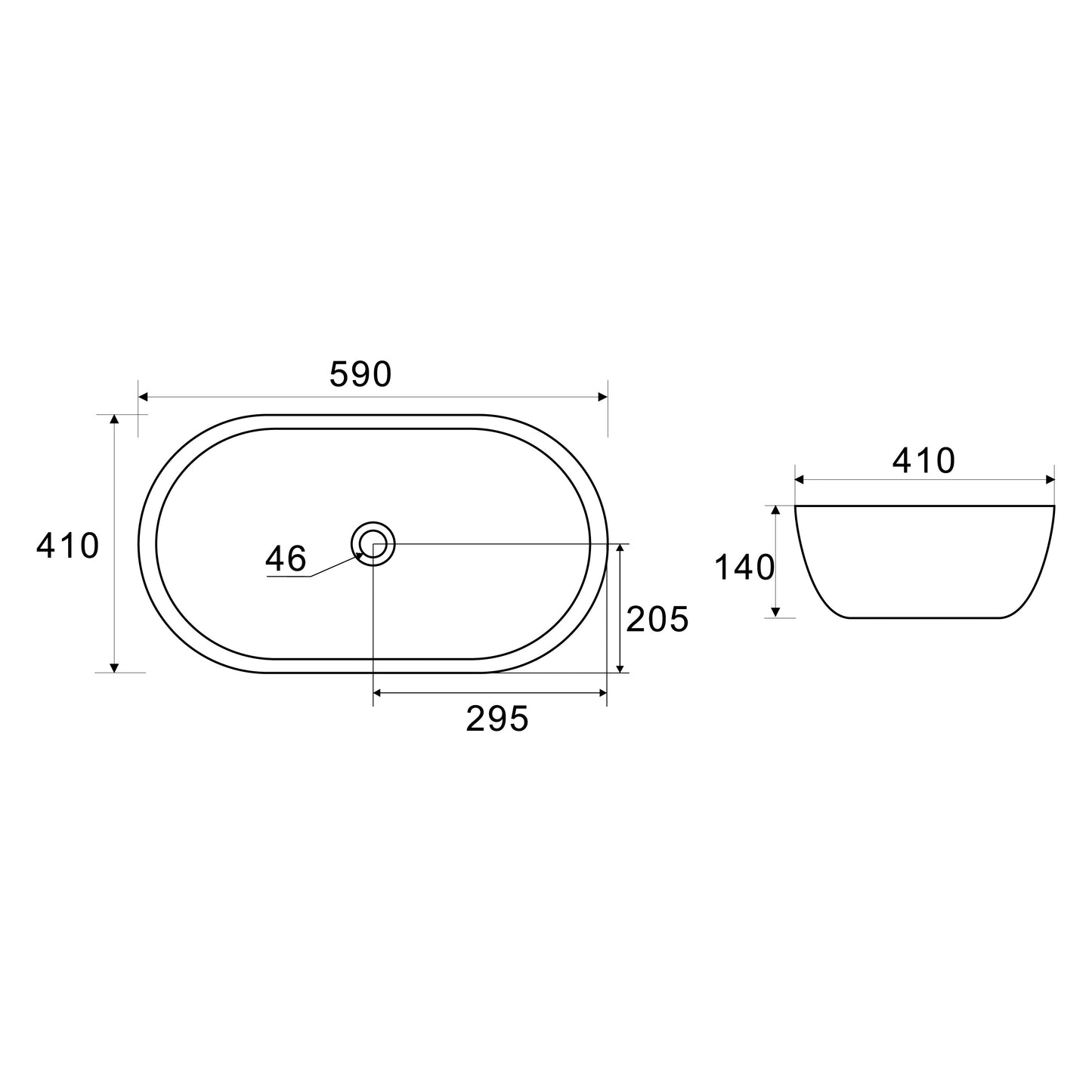 LAVABO DA APPOGGIO MOD. LA 69 CM 59X41 LINPHA