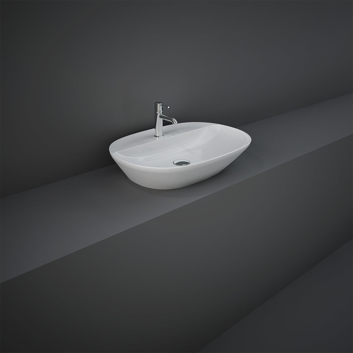 Variant Lavabo da appoggio ovale allungato (monoforo) 60x42 bianco Rak