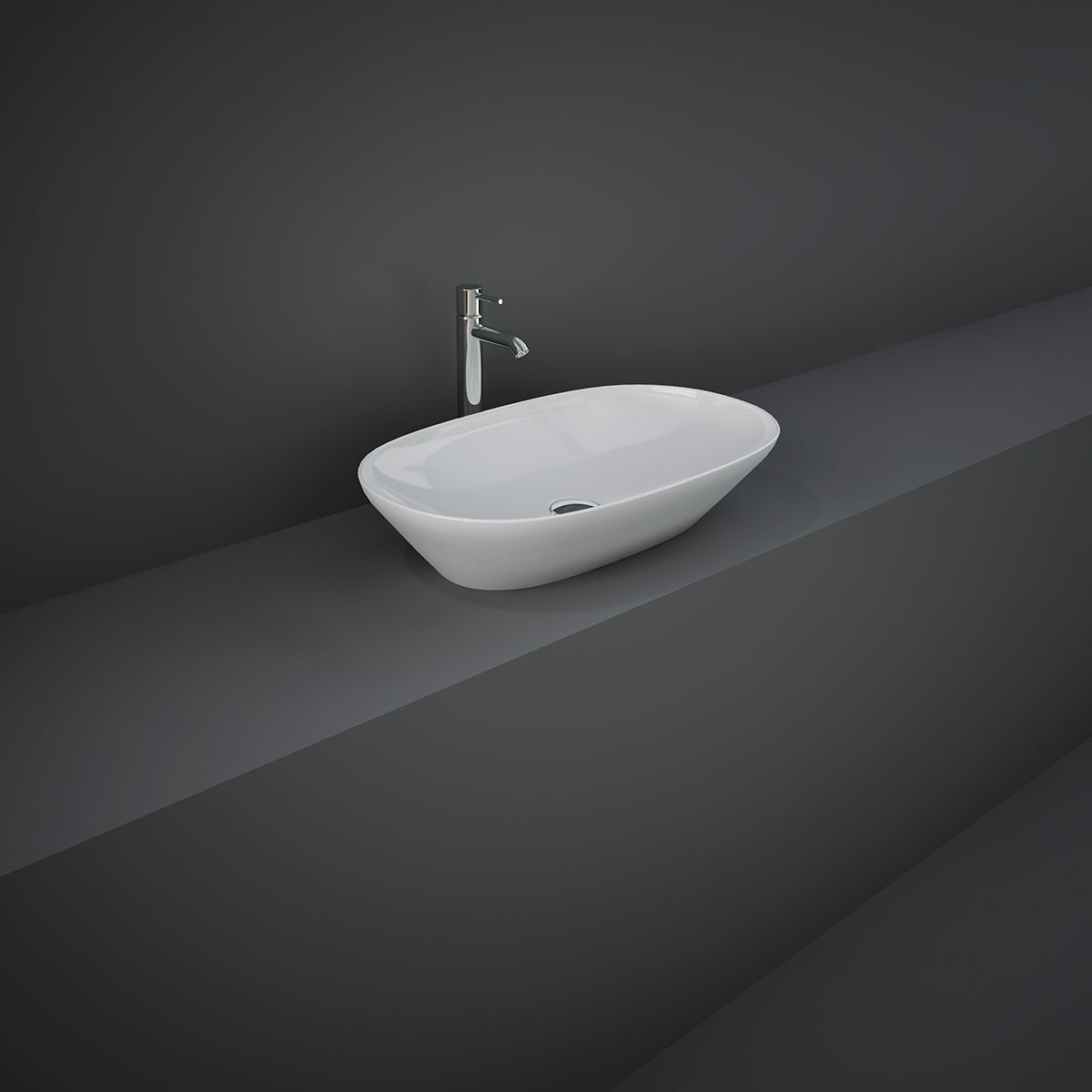 Variant Lavabo da appoggio ovale allungato (senza foro) 60x36 bianco Rak