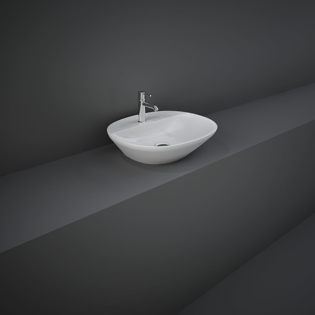 Variant Lavabo da appoggio ovale (monoforo) 50x42 bianco Rak