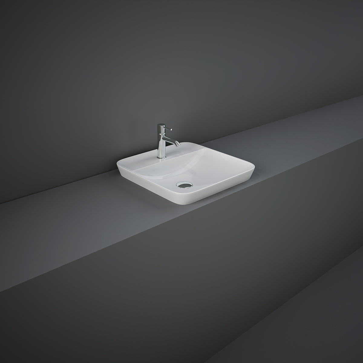 Variant Lavabo ad incasso quadrato monoforo 42x42 bianco Rak
