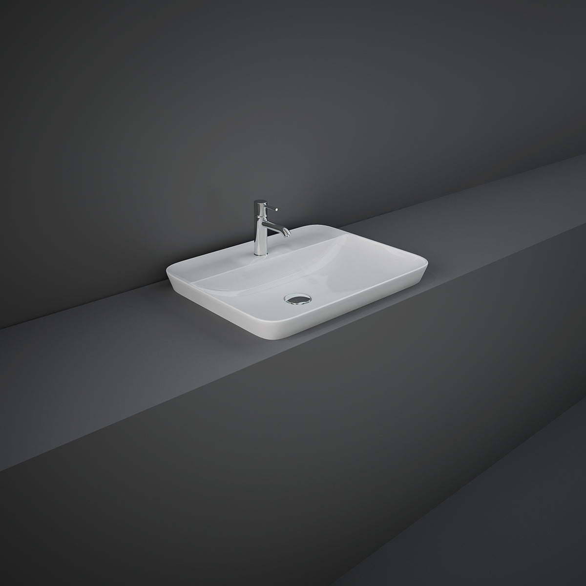 Variant Lavabo ad incasso rettangolare monoforo 55x42 bianco Rak