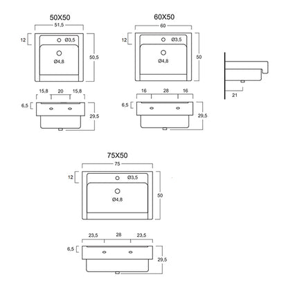 Lavabo in Ceramica 75x50 Xilon