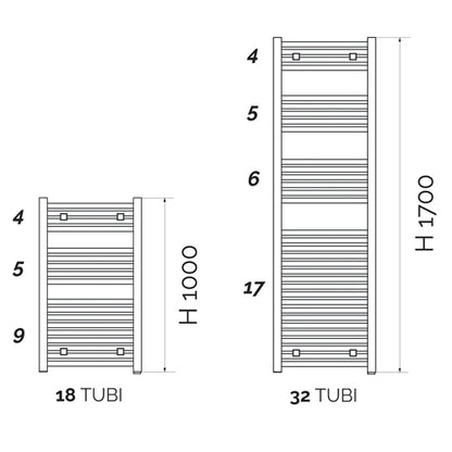 Design Antracite Termoarredo Tubi Quadrati H 1000xInt. 470 mm Aton