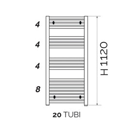 Kalura Termoarredo Cromato Curvo H.1120 Int 450