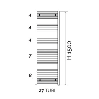 Kalura Termoarredo Cromo Diritto H.1500 Int.500