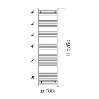 Kalura Termoarredo Bianco Diritto H.1760  INT.500 ATON