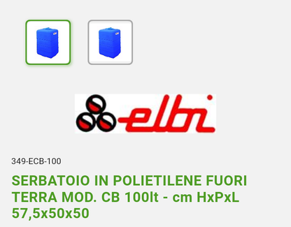 Serbatoio Mod. CB LT 100 Polietilene Elbi