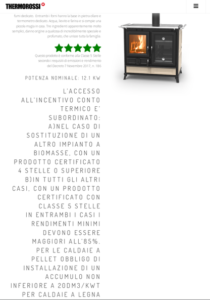 Margherita Evo Thermorossi wood stove