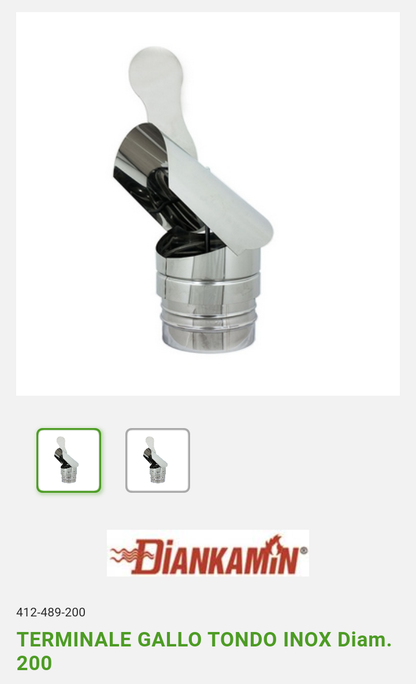 Terminale Gallo Tondo Inox Diam.200