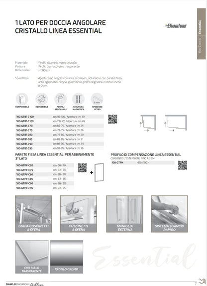 Corner Shower Enclosure 1 Side Essential