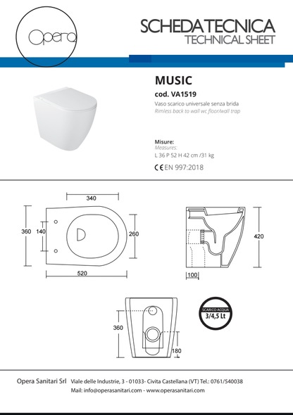 Music Vaso Nero Matt Opera