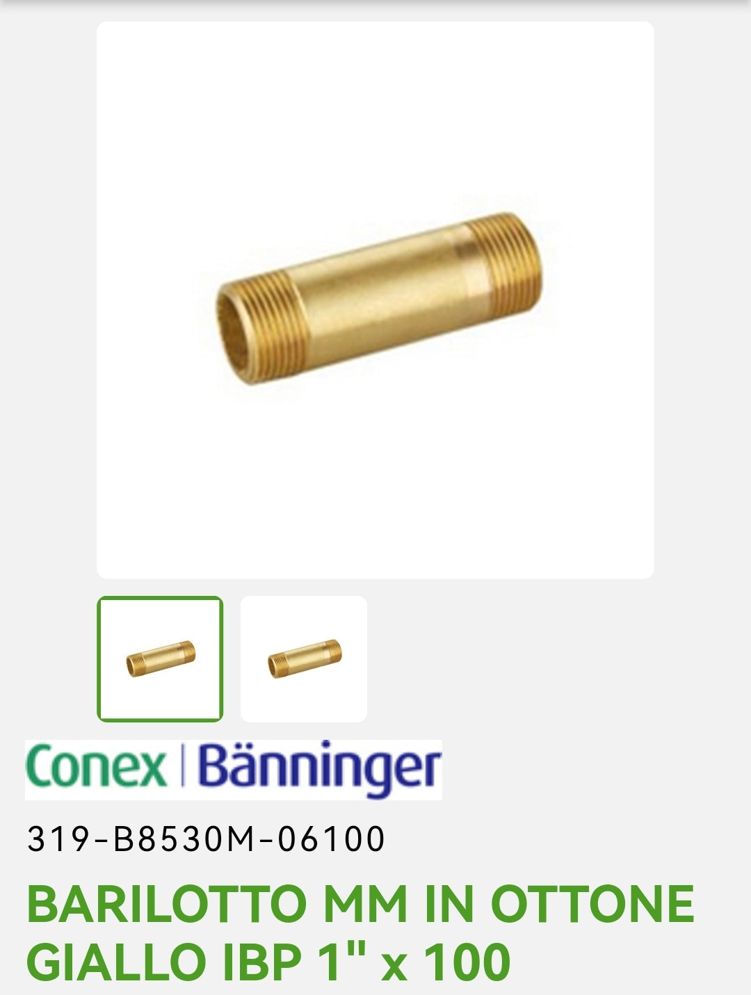 Barrel 1"X100 Yellow brass Ibp