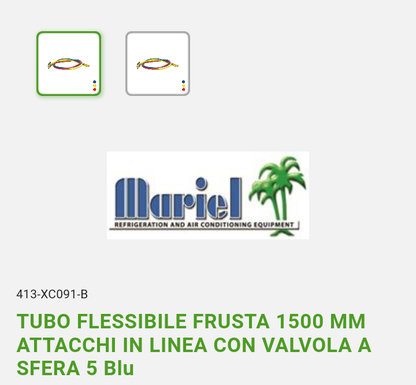 Tubi Flessibili Frusta 1500 mm attacchi in linea con valvola a sfera 5 blu X R410-R432